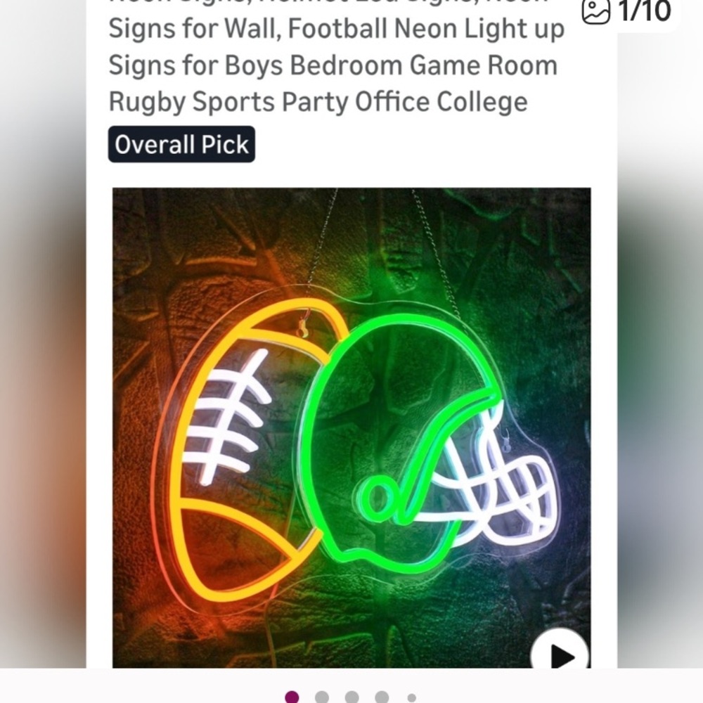 Neon Football and Helmet Light Sign